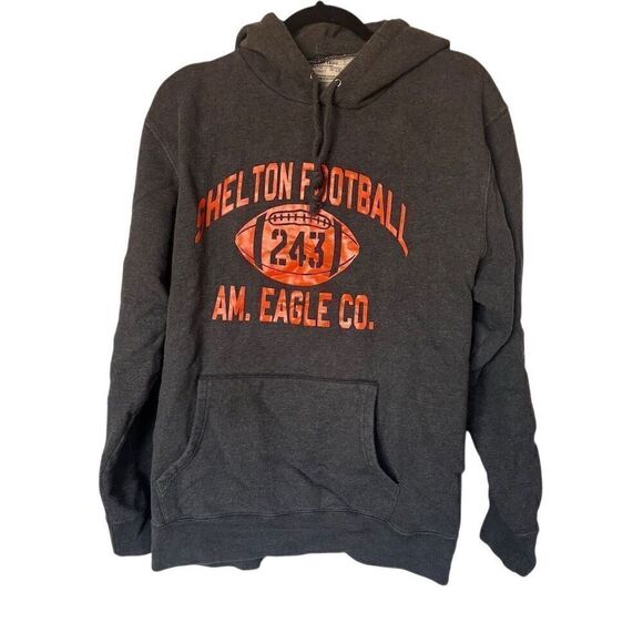 American Eagle Men's Standard Vintage Gray Football Hoodie Large Pullover - Picture 1 of 9